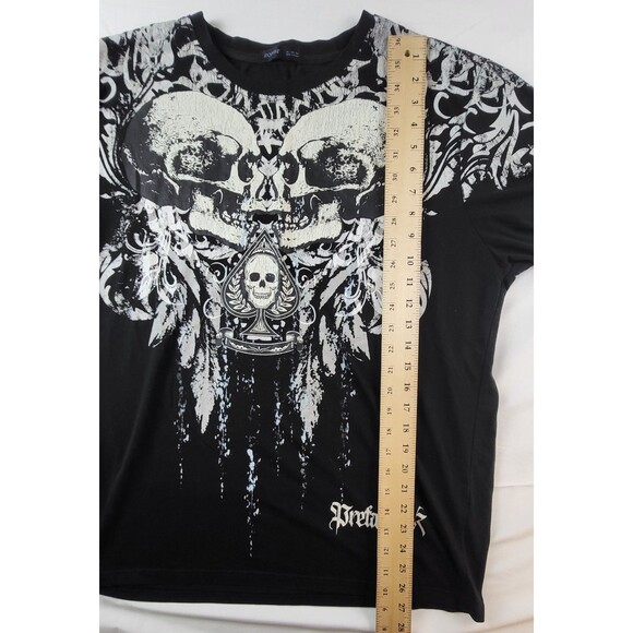 Romwe Mens XL Black Skull Demon Black Grunge Skater EMO Y2K Graphic Tshirt - Picture 5 of 6